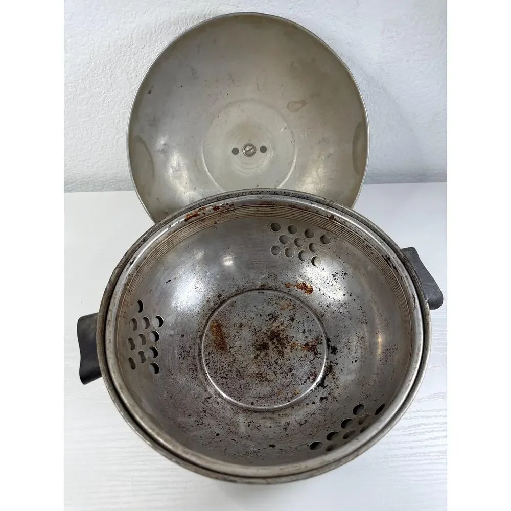 Vintage West Bend Serving Oven Aluminum 3-Piece Bun Warmer Vegetable Steamer
